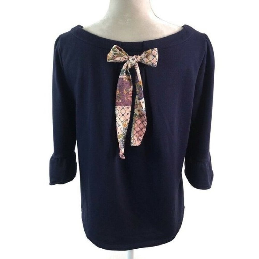 ModCloth- Jewel Neck 3/4 Ruffle Hem Top - Picture 6 of 9